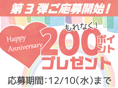 ハッピーアニバーサリー応募でポイントプレゼント企画